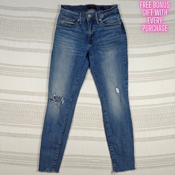 Lucky Brand Ava Distressed Mid Rise Super Skinny Jeans Size 4/27 - Picture 1 of 9